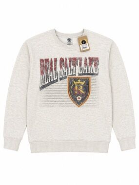Rivalry Threads Oatmeal Crewneck with Red & Navy Graphic